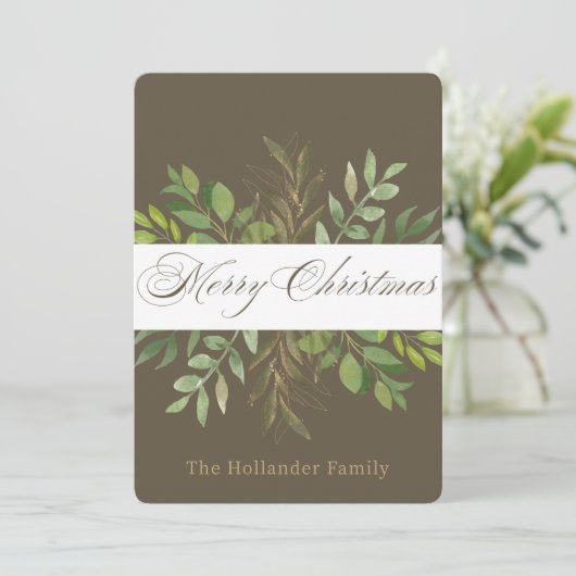 Eucalyptus Krans Foto Kerst Kaart (Staand voorkant)