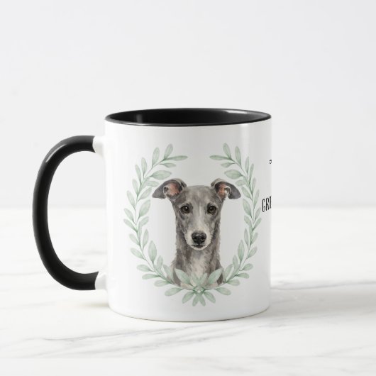 Eucalyptus Krans Greyhound Hond Monogram Mok (Links)