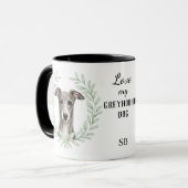 Eucalyptus Krans Greyhound Hond Monogram Mok (Voorkant links)