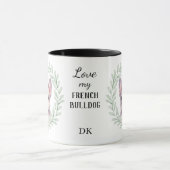Eucalyptus Krans Grijs Franse Bulldog Monogram Mok (Midden)