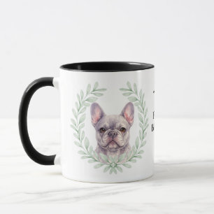 Eucalyptus Krans Grijs Franse Bulldog Monogram Mok