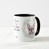 Eucalyptus Krans Grijs Franse Bulldog Monogram Mok (Voorkant rechts)