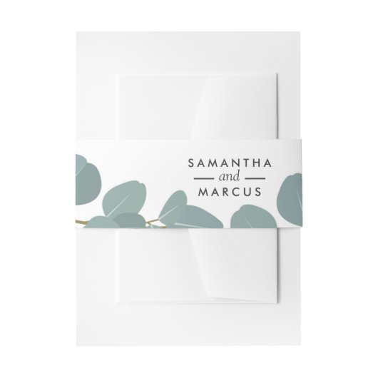 Eucalyptus krans groen bruiloft buik band uitnodigingen wikkel (Voorkant Voorbeeld)