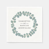 Eucalyptus krans groen bruiloft servetten (Voorkant)