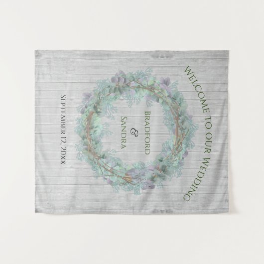 Eucalyptus Krans Groene Huwelijksgunsten Lucifer Wandkleed (Voorkant (horizontaal))