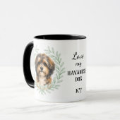 Eucalyptus Krans Havanese Hond Monogram Mok (Voorkant links)