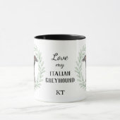 Eucalyptus Krans Italiaanse Windhond Monogram Mok (Midden)