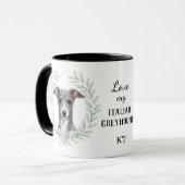 Eucalyptus Krans Italiaanse Windhond Monogram Mok (Voorkant links)