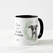 Eucalyptus Krans Italiaanse Windhond Monogram Mok (Voorkant rechts)