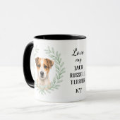 Eucalyptus Krans Jack Russell Terrier Monogram Mok (Voorkant links)
