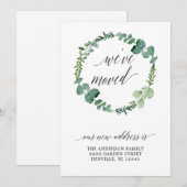 Eucalyptus krans kalligrafie script verplaatsen aankondiging (Voorkant / Achterkant)