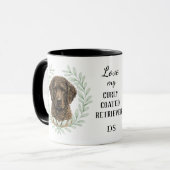 Eucalyptus Krans Krulhaar Retriever Monogram Mok (Voorkant links)