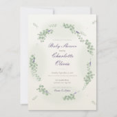 Eucalyptus Krans Lavendel Baby Shower Uitnodiging (Voorkant)
