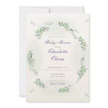 Eucalyptus Krans Lavendel Baby Shower Uitnodiging