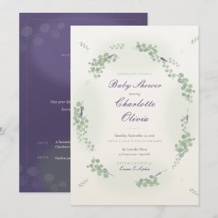 Eucalyptus Krans Lavendel Baby Shower Uitnodiging