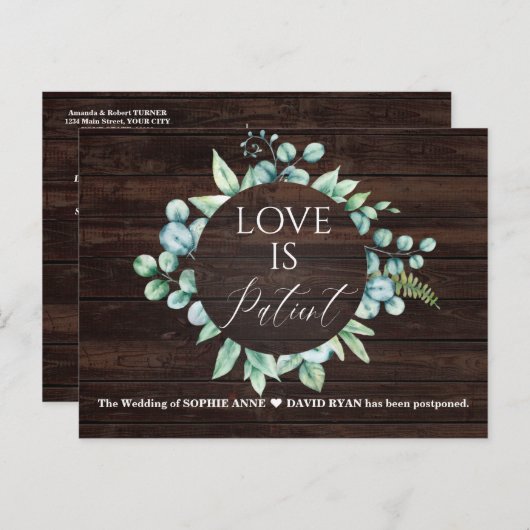 Eucalyptus Krans Liefde Is Geduldig Trouw Update Briefkaart (Voorkant / Achterkant)