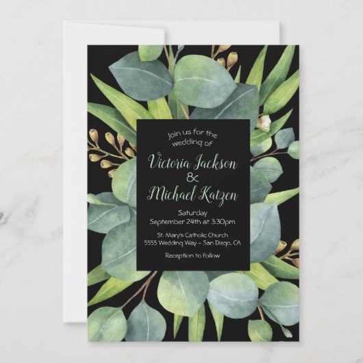 Eucalyptus Krans Lijst Huwelijksuitnodiging Kaart (Voorkant)