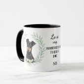 Eucalyptus Krans Manchester Terrier Monogram Mok (Voorkant links)