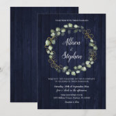 Eucalyptus Krans Marine Blauwe Huwelijk Kaart (Voorkant / Achterkant)