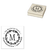 Eucalyptus krans monogram familie retour adres rubberstempel (Gestempeld)