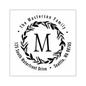 Eucalyptus krans monogram familie retour adres rubberstempel (Afrduk)