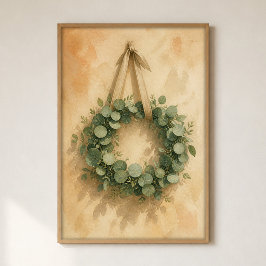 Eucalyptus Krans op Gips Aquarel Poster