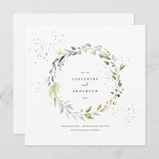 Eucalyptus krans Opslaan van de datum menu (Voorkant / Achterkant)