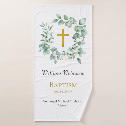 Eucalyptus Krans Orthodoxe Christelijke doop Gift Badhanddoek (Badhanddoek)