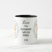 Eucalyptus Krans Pembroke Welsh Corgi Monogram Mok (Midden)