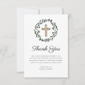 Eucalyptus krans religieuze kruis begrafenis bedankkaart (Voorkant)