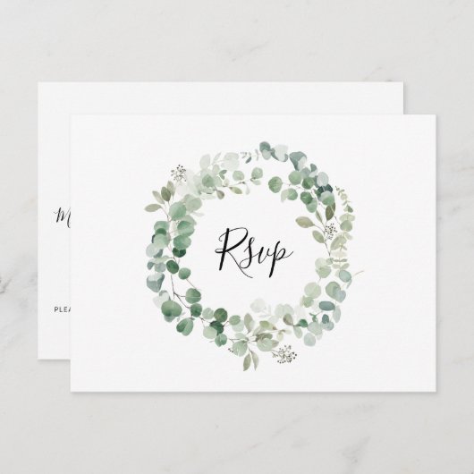 Eucalyptus krans RSVP-Briefkaart met maaltijdkeuze Uitnodiging Briefkaart (Voorkant / Achterkant)