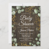 Eucalyptus Krans Rustiek Hout Baby shower Kaart (Voorkant)