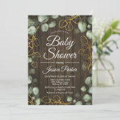 Eucalyptus Krans Rustiek Hout Baby shower Kaart (Staand voorkant)