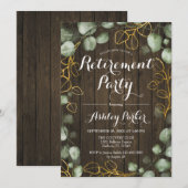 Eucalyptus krans rustieke hout pensioen partij kaart (Voorkant / Achterkant)