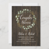 Eucalyptus krans rustieke paren douchen kaart (Voorkant)