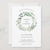 Eucalyptus krans Sage Groene bruiloft uitnodiging (Voorkant)