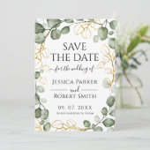Eucalyptus Krans Save The Date Kaart (Staand voorkant)