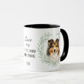 Eucalyptus Krans Shetland Sheepdog Monogram Mok (Voorkant rechts)