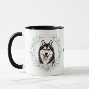 Eucalyptus Krans Siberische Husky Hond Monogram Mok