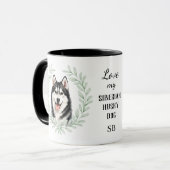 Eucalyptus Krans Siberische Husky Hond Monogram Mok (Voorkant links)