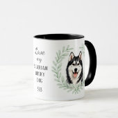 Eucalyptus Krans Siberische Husky Hond Monogram Mok (Voorkant rechts)