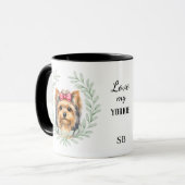Eucalyptus Krans Yorkshire Terrier Honden Monogram Mok (Voorkant links)
