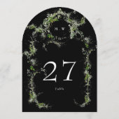 Eucalyptus krans zwart monogram boog tabel nummer kaart (Achterkant)