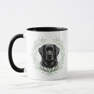 Eucalyptus Krans Zwarte Labradorshond Monogram Mok