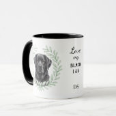 Eucalyptus Krans Zwarte Labradorshond Monogram Mok (Voorkant links)