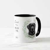 Eucalyptus Krans Zwarte Labradorshond Monogram Mok (Voorkant rechts)
