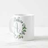 Eucalyptus kranstypografie monogram Initiaal A Koffiemok (Voorkant links)