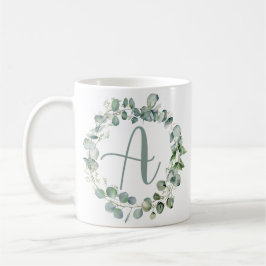 Eucalyptus kranstypografie monogram Initiaal A Koffiemok