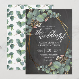 Eucalyptus krijtbord geometrisch lijst bruiloft kaart