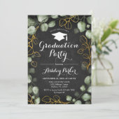 Eucalyptus Krijtbord Krans Afstudeerfeest Kaart (Staand voorkant)